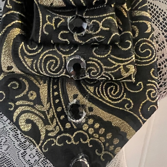 Elegant Black and Gold Patterned Women's Scarf - Picture 3 of 4
